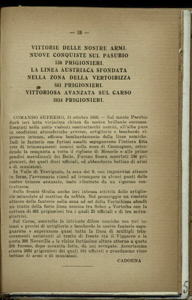 Il diario della nostra guerra : bollettini ufficiali dell'esercito e della marina